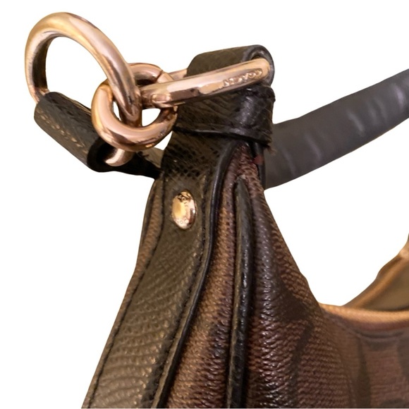 Coach Harley East West Hobo Shoulder Bag Signature Black Brown Gold F38267 - Picture 8 of 16